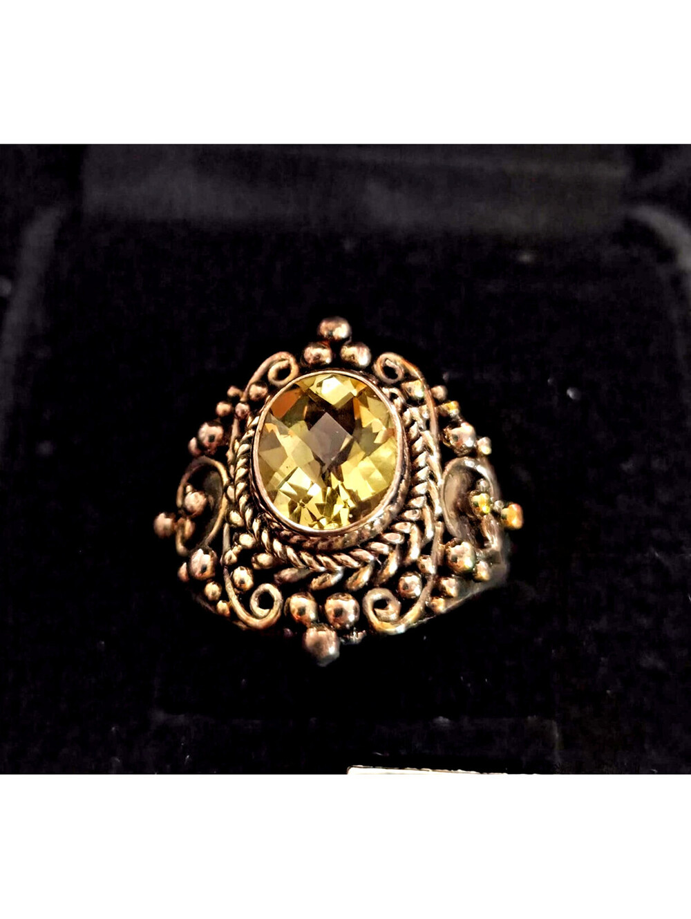 Desak Nyoman Suarti 1.80ct Lemon Quartz Sterling Silver Bali Ring Sz 8 Vintage